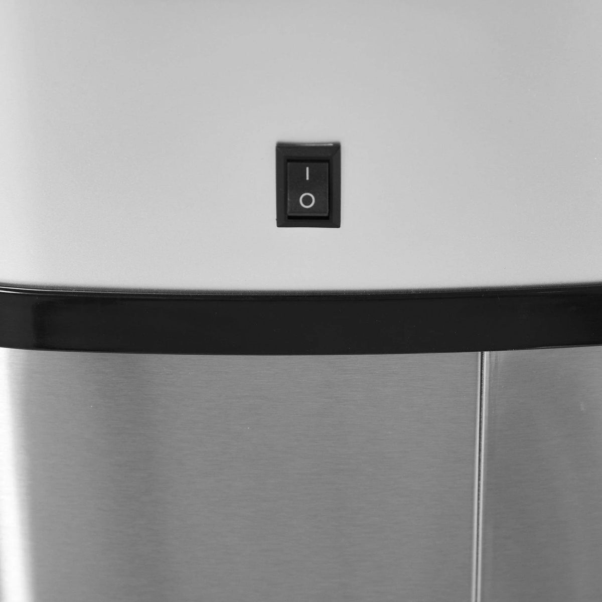 Stainless steel sensor bin with black on/off switch on front control area