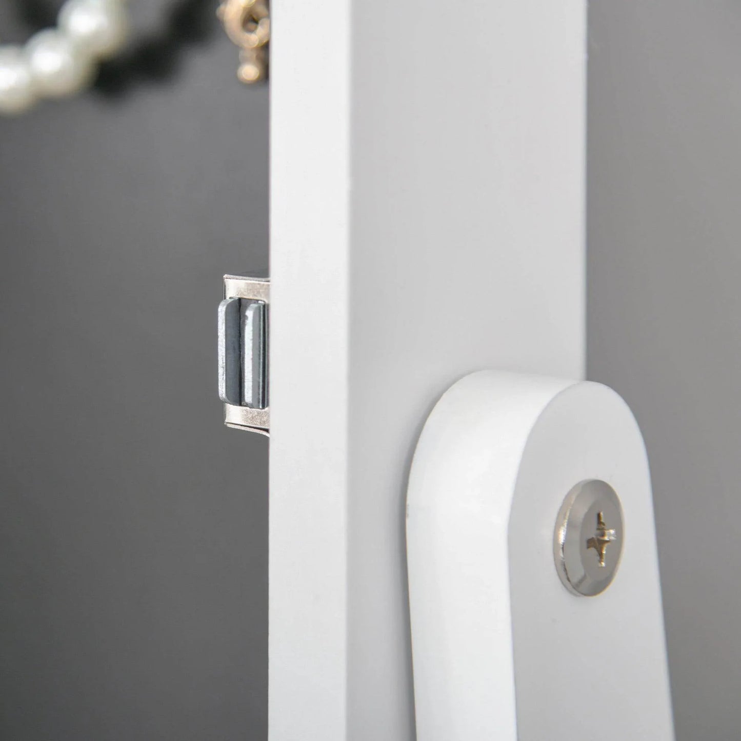 HOMCOM Adjustable LED Mirror Jewelry Cabinet - White - ALL4U RETAILER LTD