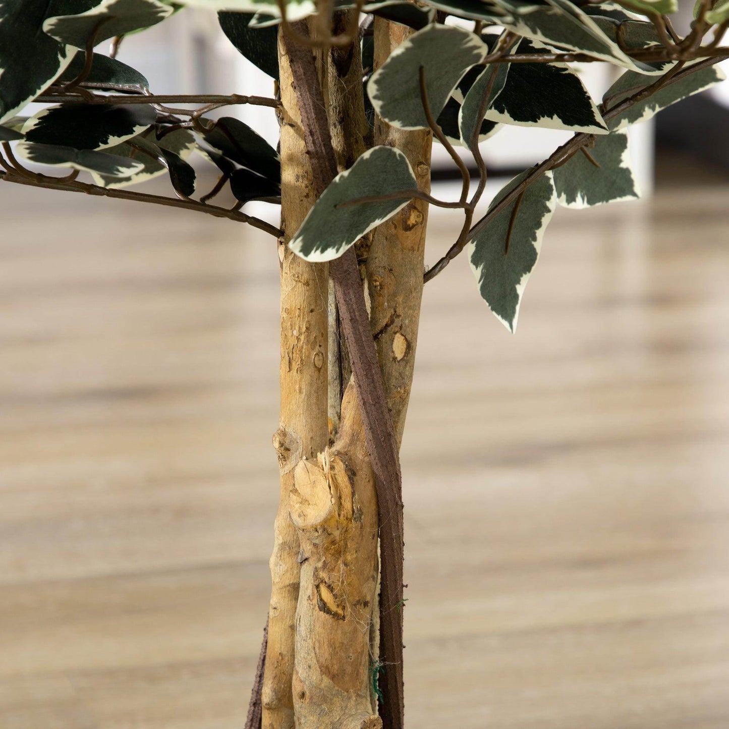 HOMCOM Artificial Ficus Tree with Lifelike Leaves and Natural Trunks Green - ALL4U RETAILER LTD