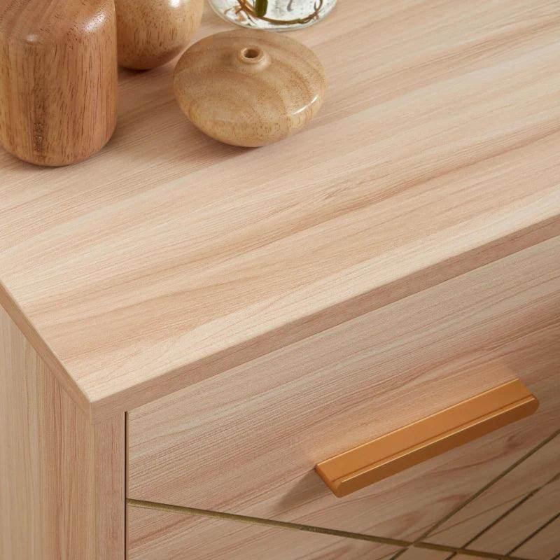 HOMCOM Bedside Cabinet - Scandinavian Bedside Table with Drawers and Wood Legs - Natural Wood Finish - ALL4U RETAILER LTD
