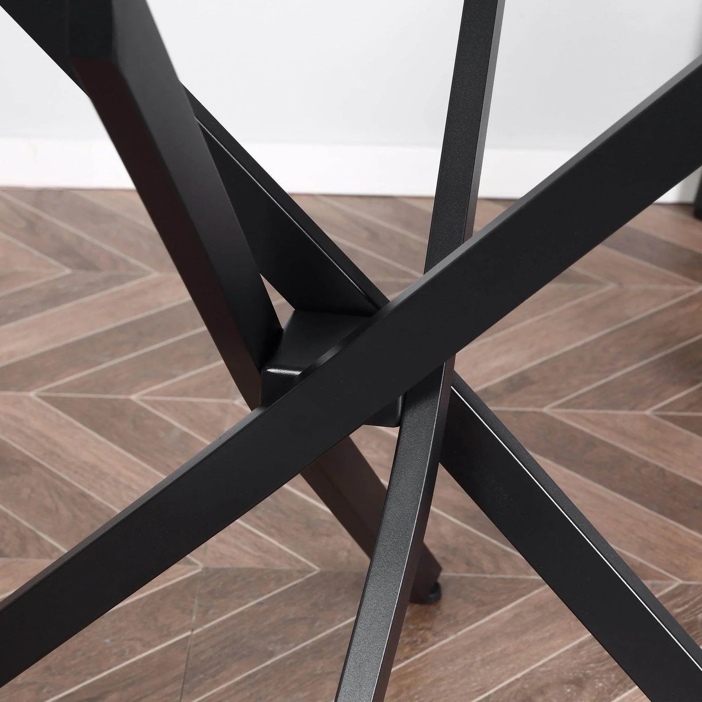 HOMCOM Black Round Glass Top Table - ALL4U RETAILER LTD