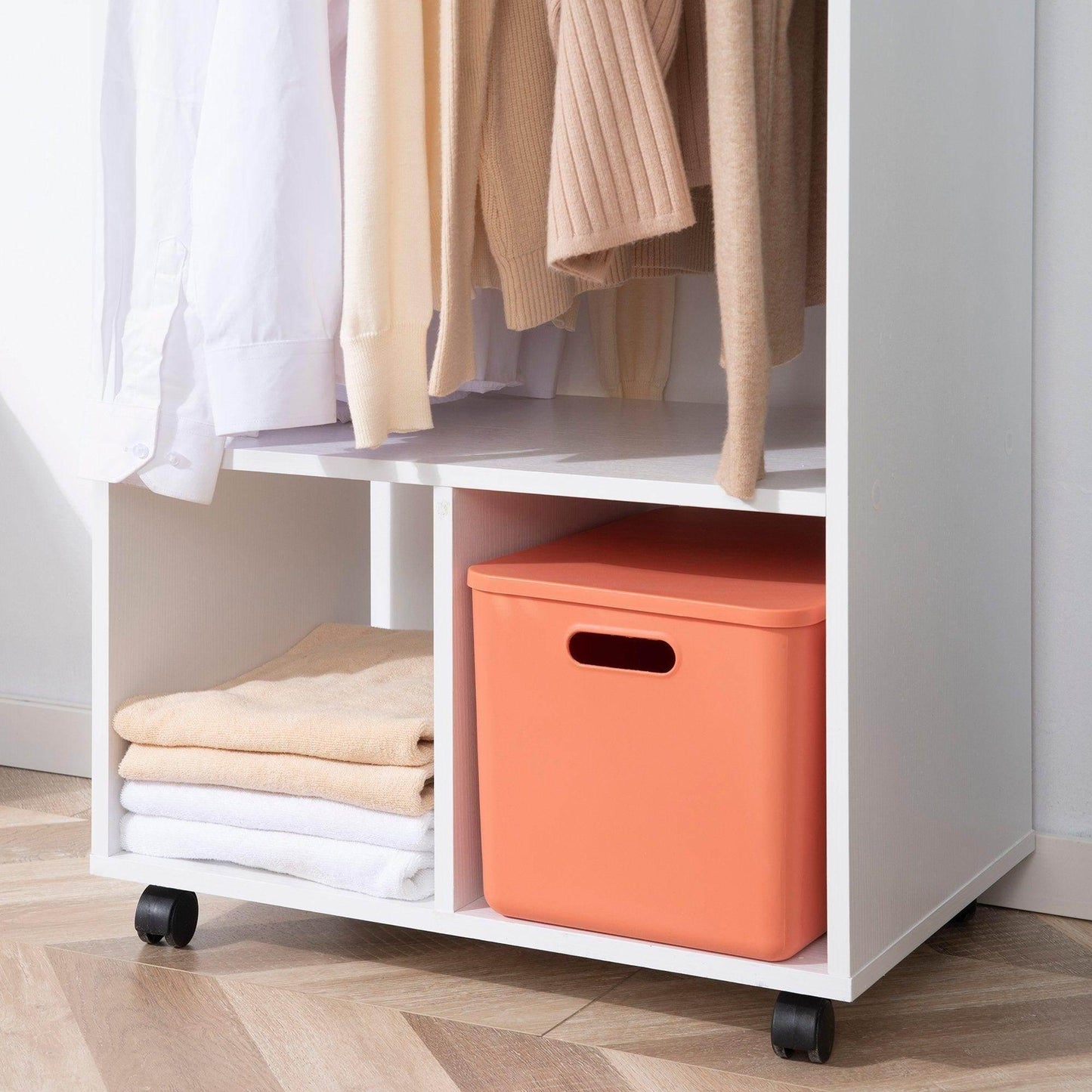 HOMCOM Clothing Rack with Wheels - White - ALL4U RETAILER LTD