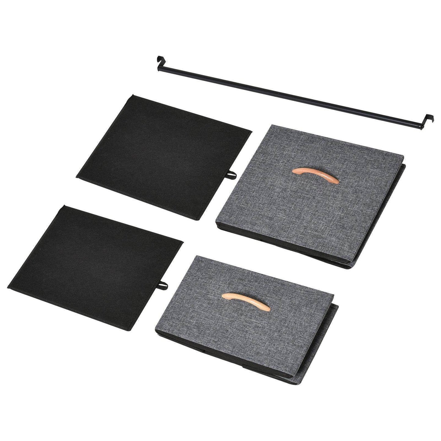 HOMCOM Coat Rack with Drawers - Black Brown - ALL4U RETAILER LTD