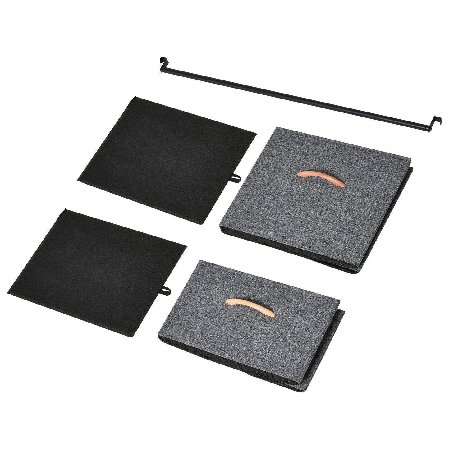 HOMCOM Coat Rack with Drawers - Black Brown - ALL4U RETAILER LTD