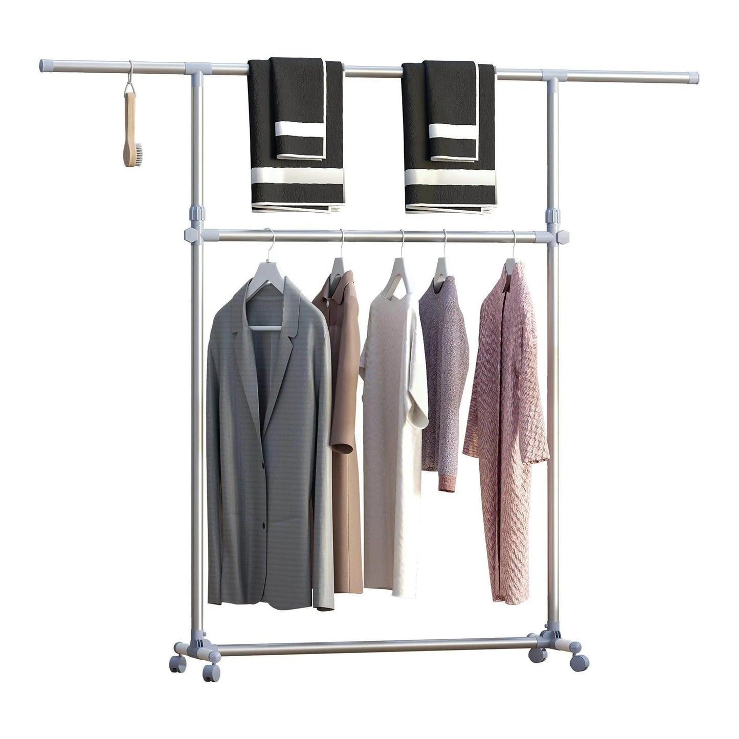HOMCOM Heavy-Duty Clothes Hanger Rack with Wheels - ALL4U RETAILER LTD