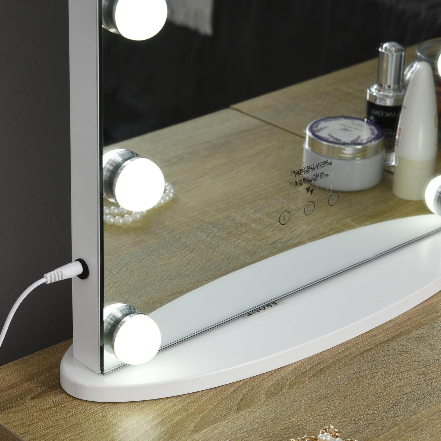 HOMCOM Hollywood Vanity Mirror with Dimmable Lights - ALL4U RETAILER LTD