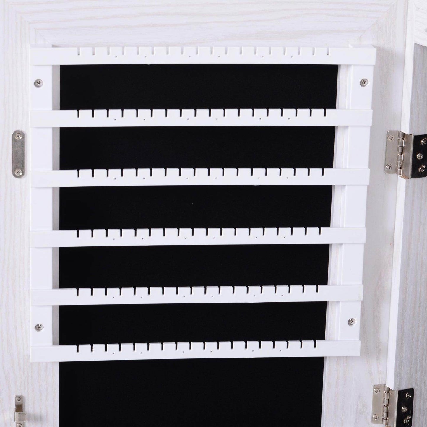 HOMCOM Mirrored Jewelry Cabinet with LED Lights - White - ALL4U RETAILER LTD