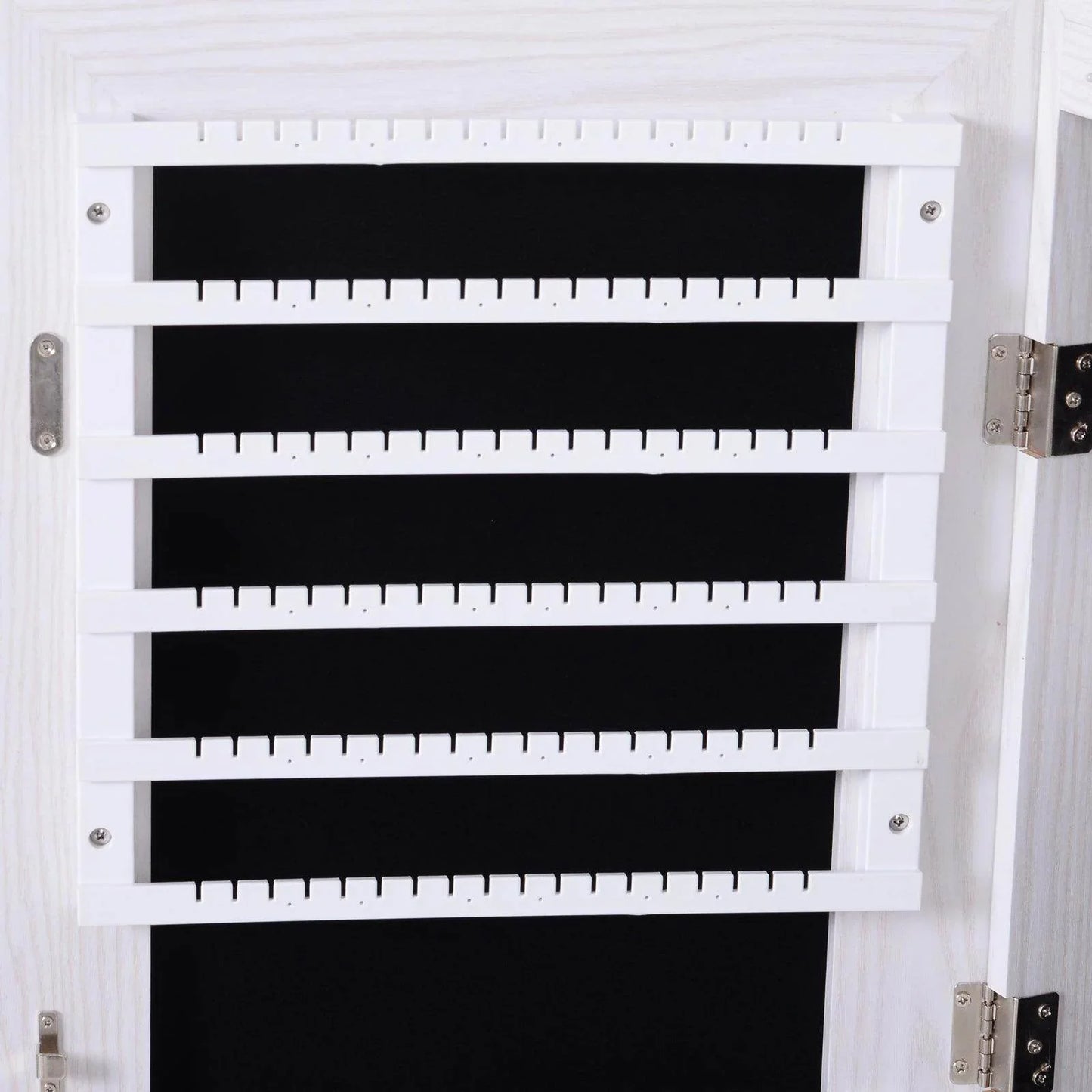 HOMCOM Mirrored Jewelry Cabinet with LED Lights - White - ALL4U RETAILER LTD