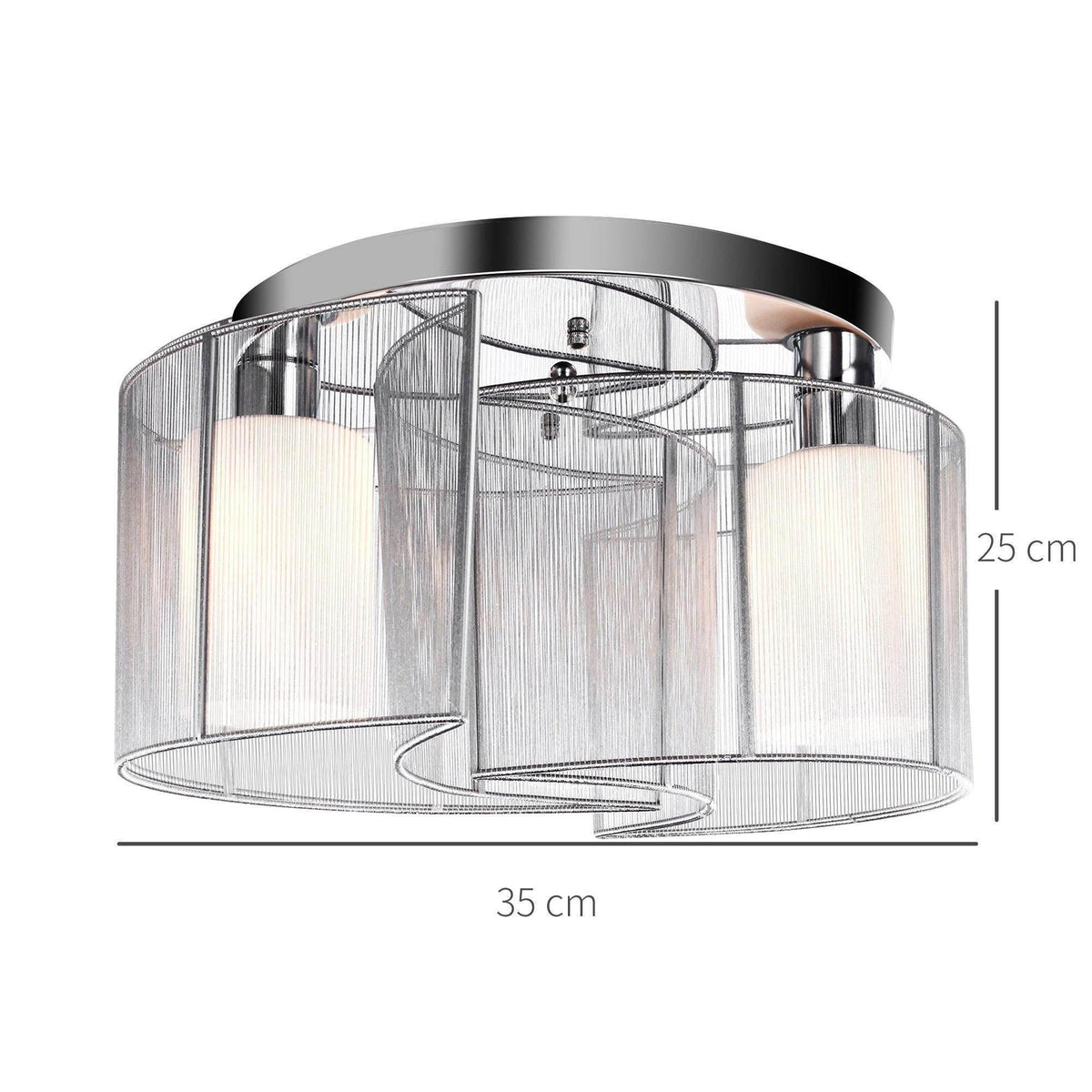 Chrome flush mount ceiling light with clear glass shade and cylindrical metal frame