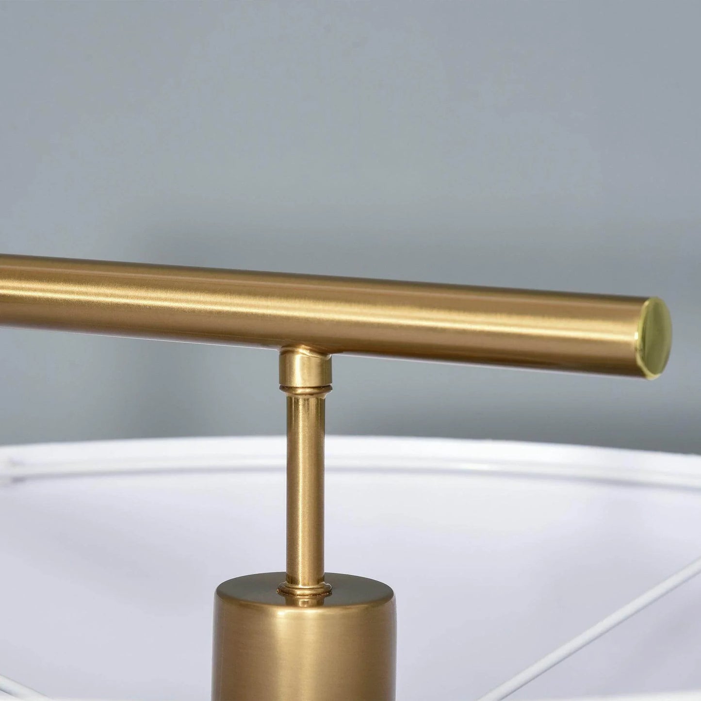 HOMCOM Modern Gold Floor Lamp with White Linen Shade - ALL4U RETAILER LTD