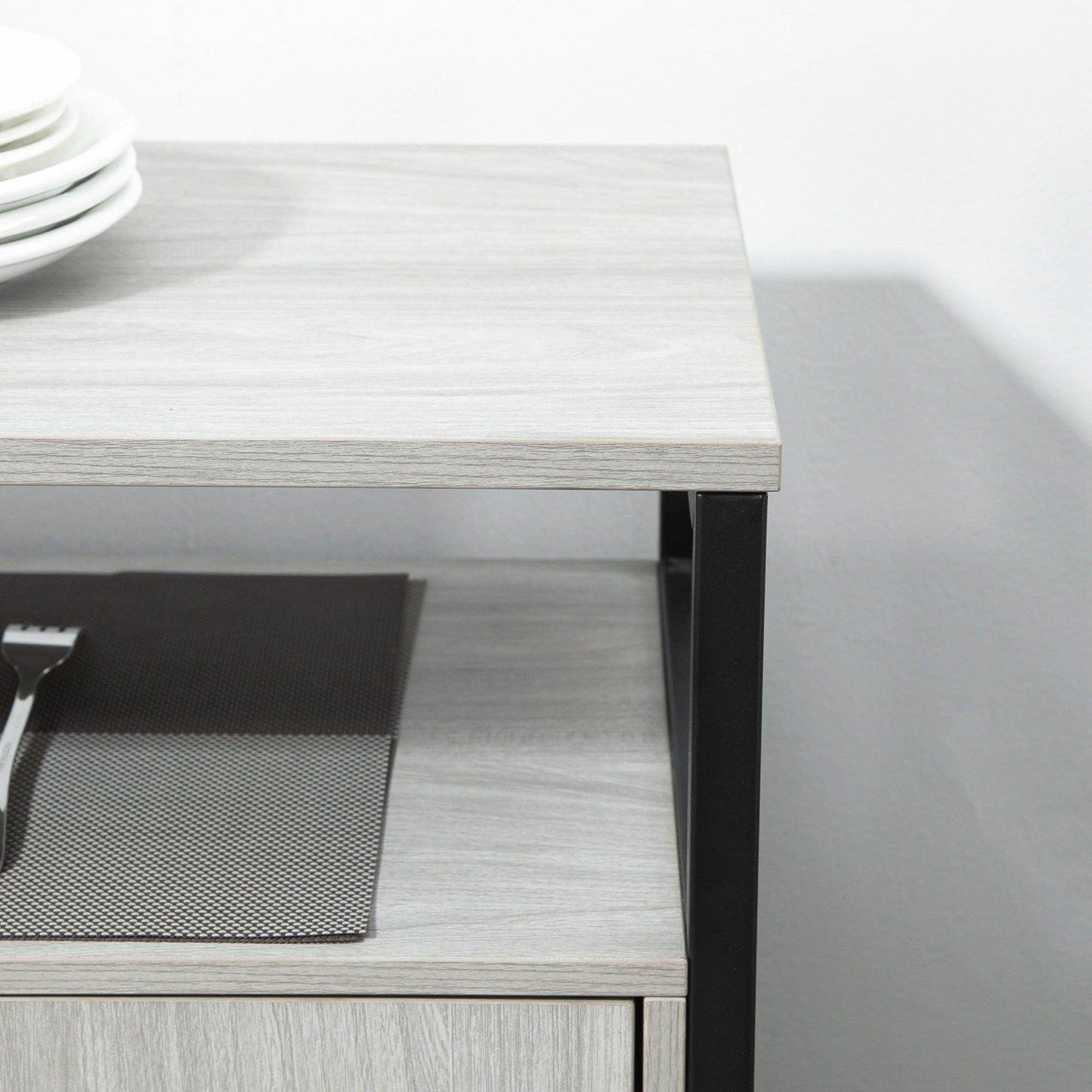 HOMCOM Modern Grey Sideboard Cabinet with Adjustable Shelves - ALL4U RETAILER LTD