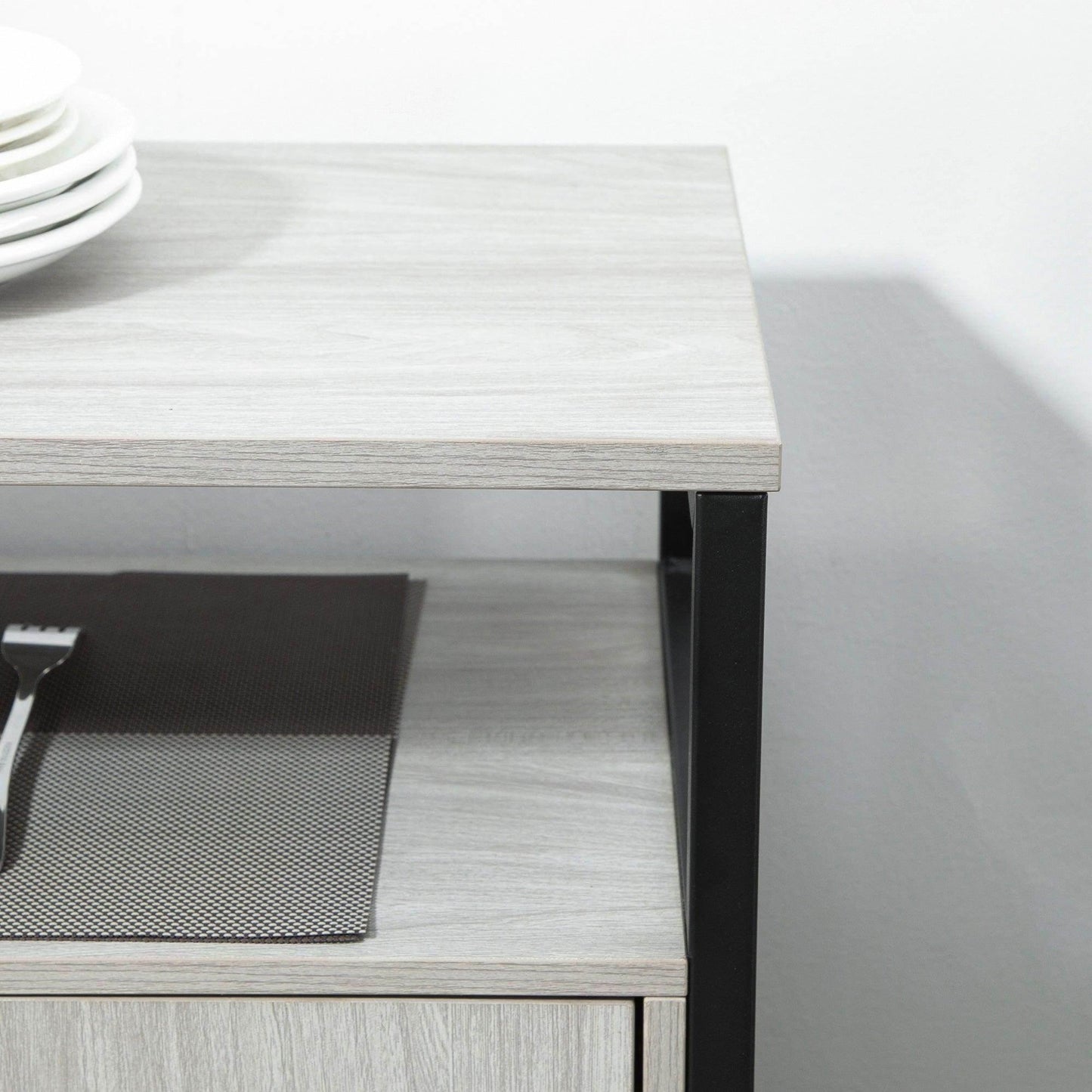 HOMCOM Modern Grey Sideboard Cabinet with Adjustable Shelves - ALL4U RETAILER LTD