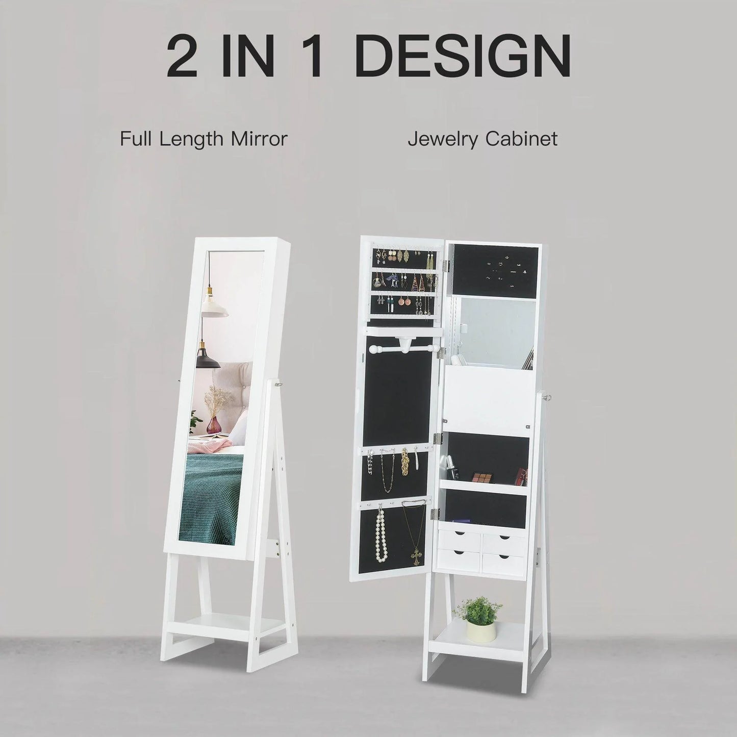 HOMCOM Modern Jewelry Storage Armoire - ALL4U RETAILER LTD