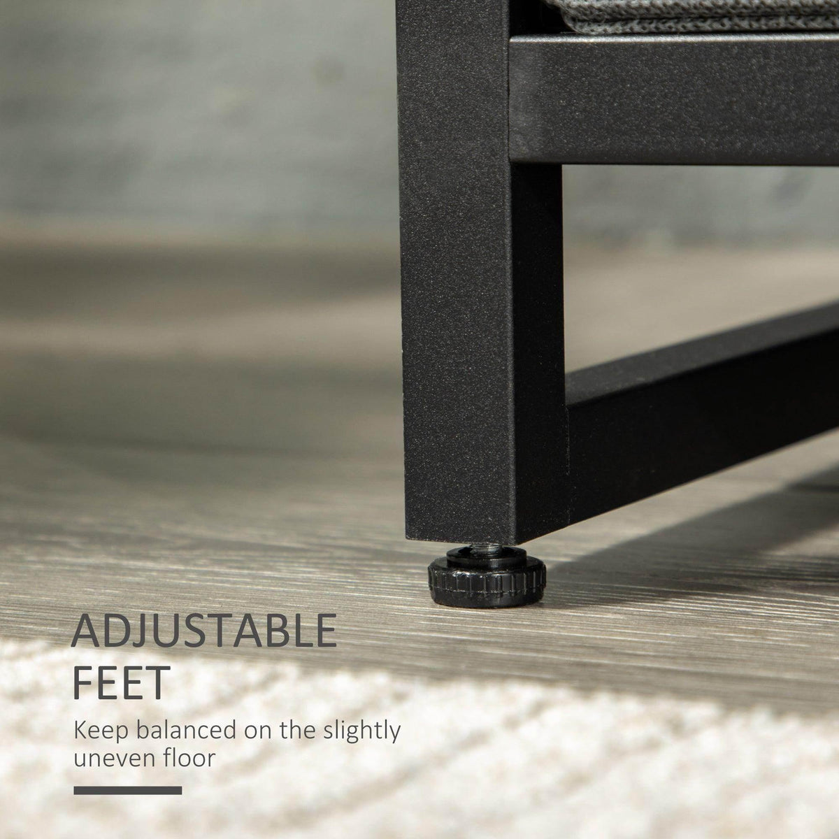 Rustic coat stand base with adjustable feet for uneven floors
