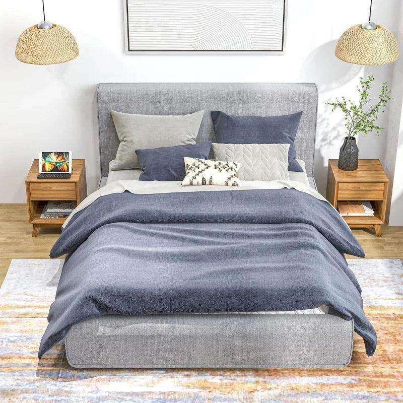 HOMCOM Set of 2 Modern Bedside Tables - Nightstands for Bedroom with Drawer and Shelf - Living Room End Tables - Walnut Brown - ALL4U RETAILER LTD