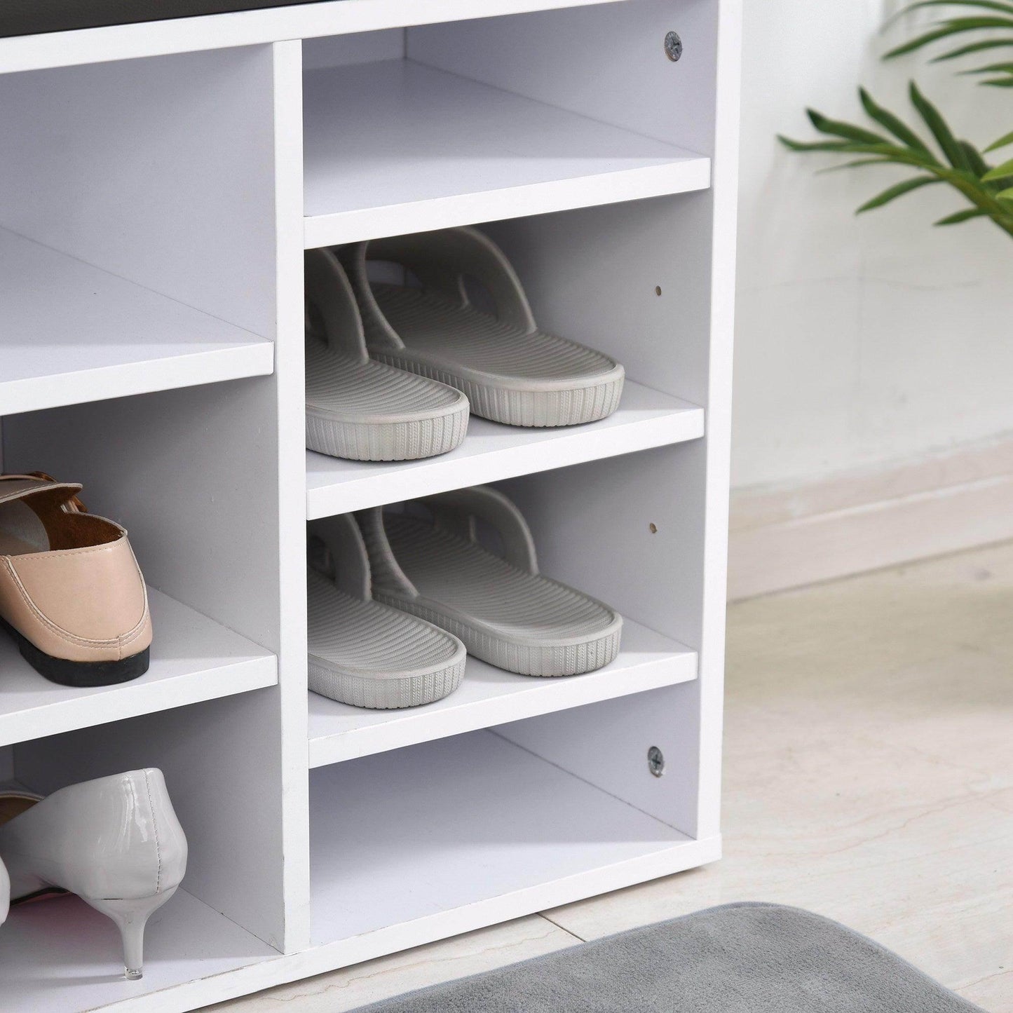HOMCOM Shoe Rack with 14 Compartments - White - ALL4U RETAILER LTD