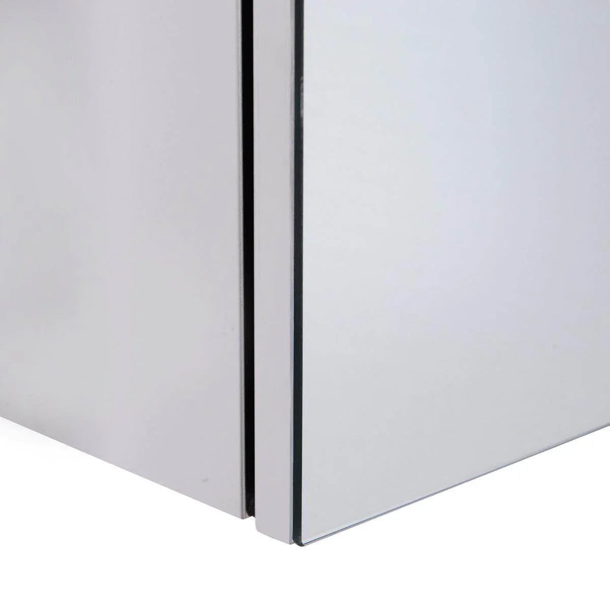 Sleek stainless steel cabinet corner with modern design