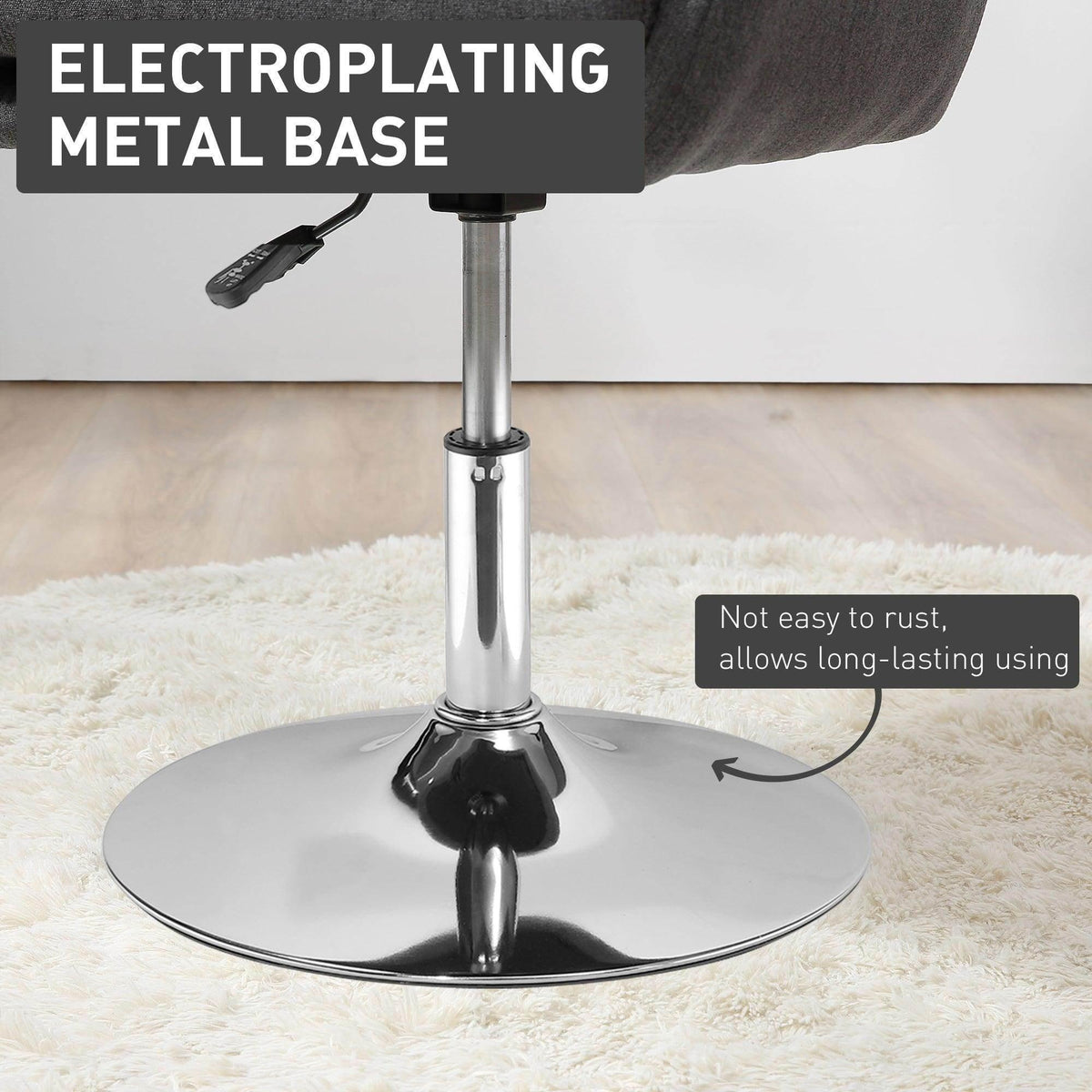 Electroplated chrome pedestal base with round footplate for swivel chair