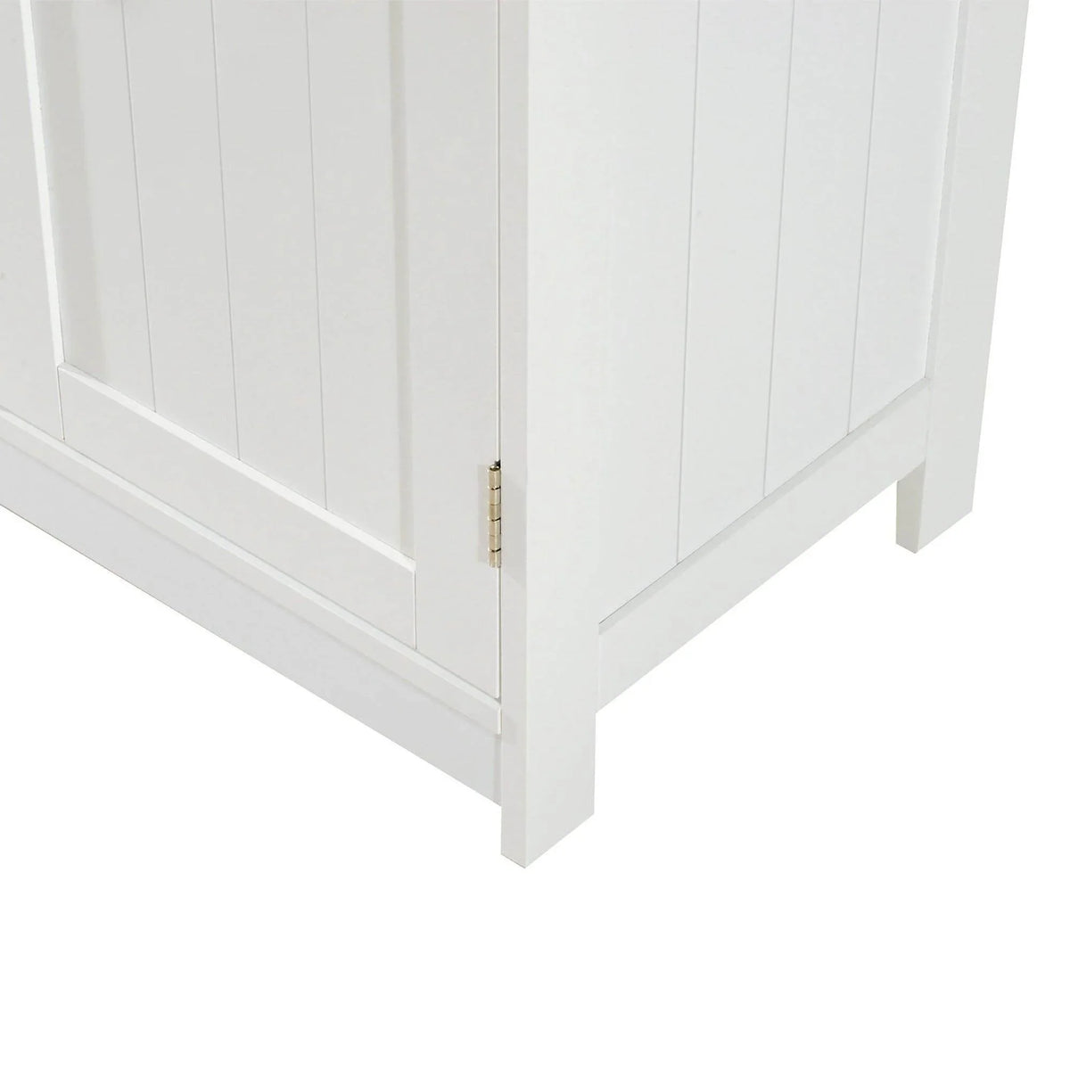 White under-sink cabinet base and double doors with vertical panel design