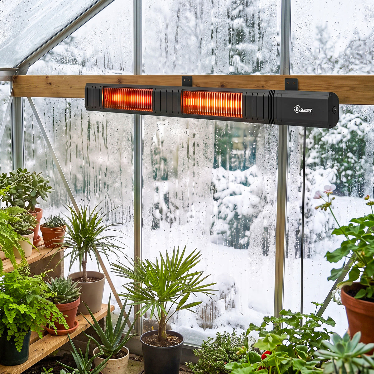 Outsunny 3000W Electric Wall Mounted Infrared Patio Heater With Remote Black