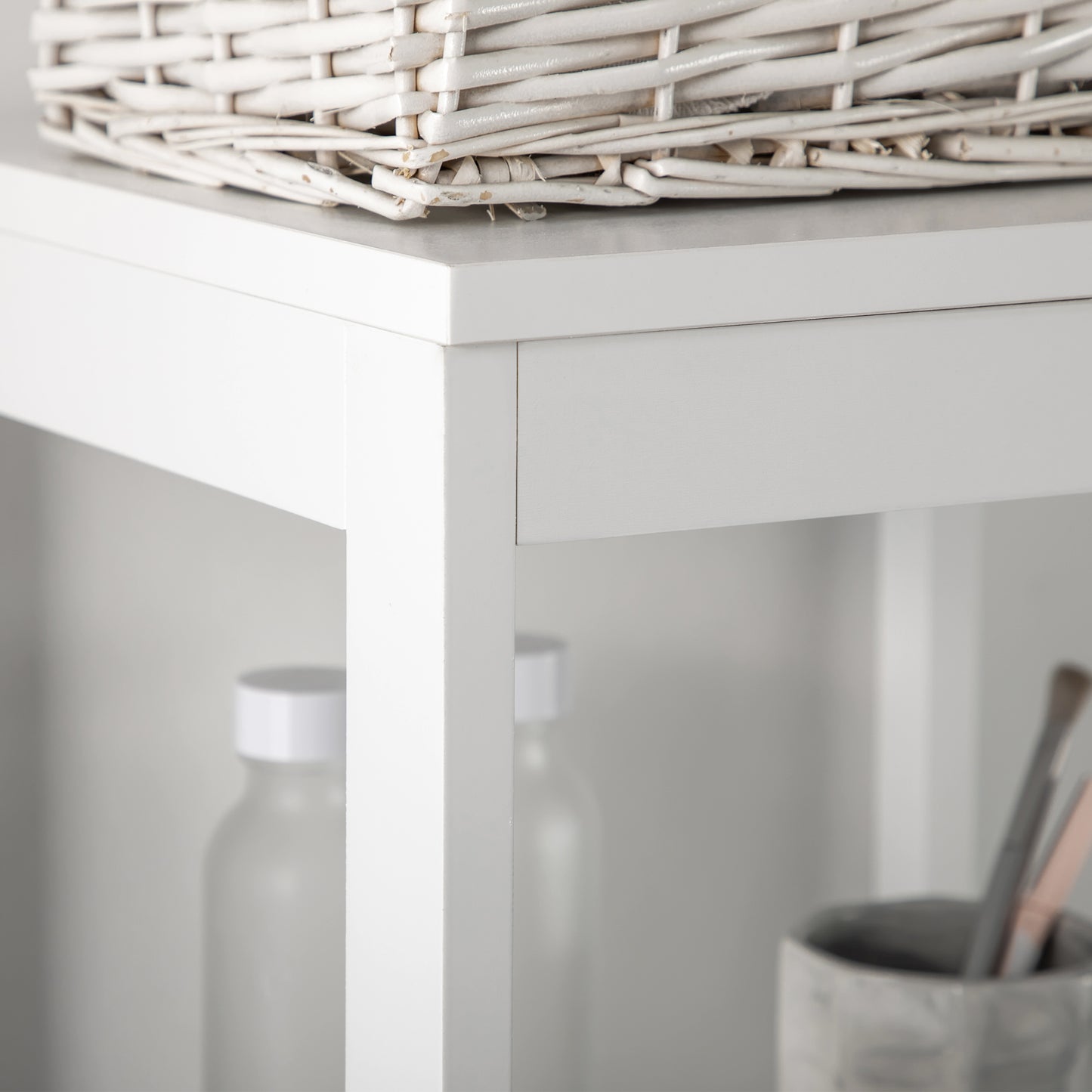 HOMCOM Narrow Floor Cabinet White With 3 Drawers And 2 Open Shelves For Bathroom And Kitchen Use 30W x 30D x 141.6H cm