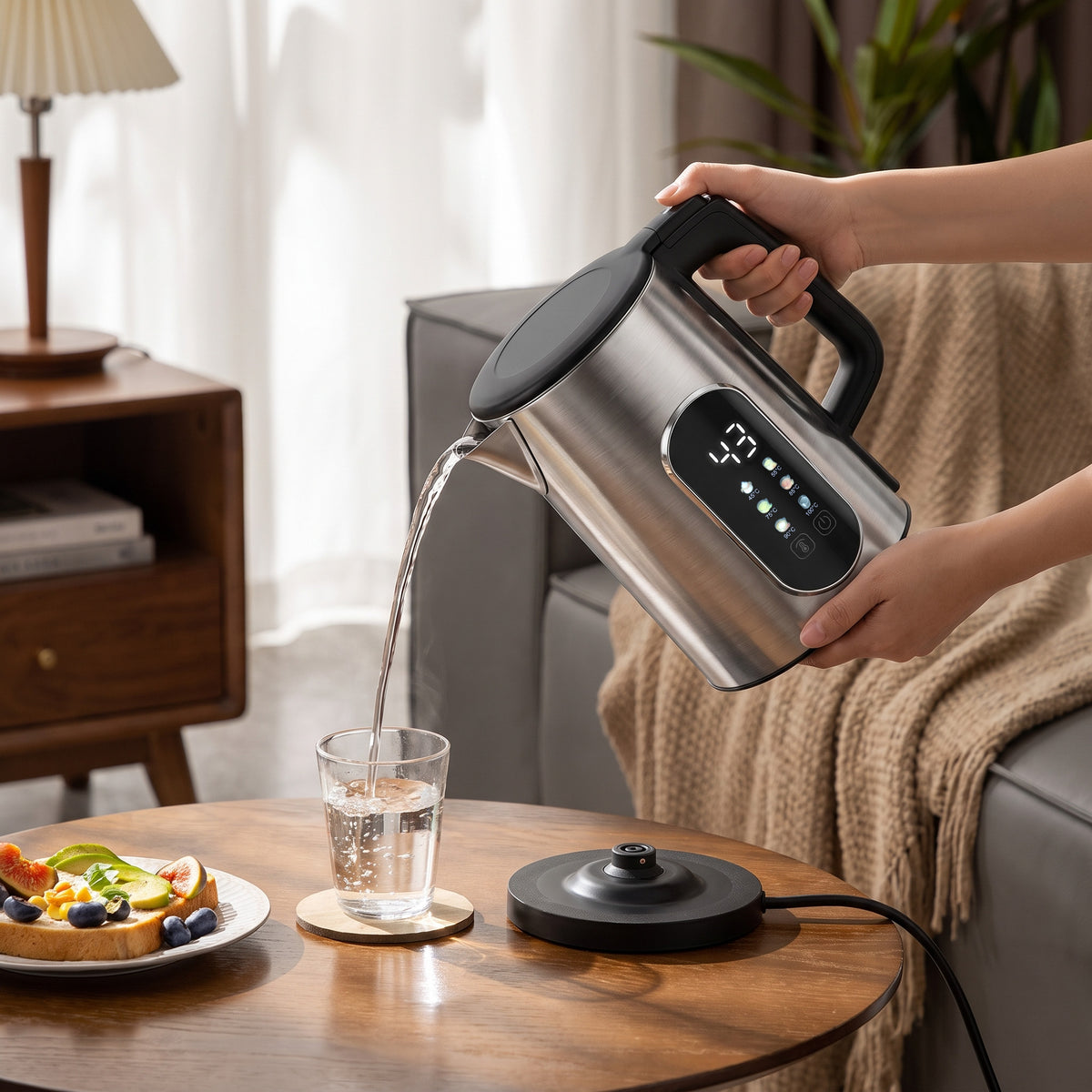 HOMCOM 1.5L 3000W Electric Kettle Fast Boil Led Control Strix Thermostat