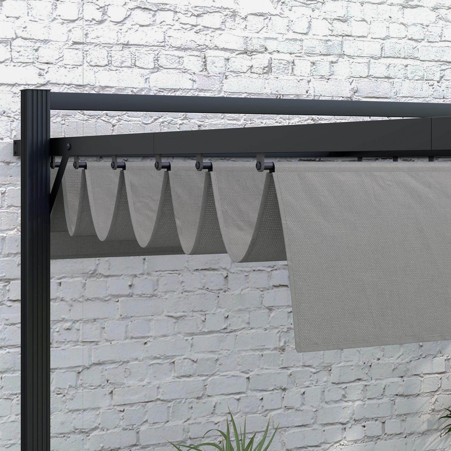 Outsunny 3 x 3(m) Retractable Pergola, Garden Gazebo Shelter with Aluminium Frame, for Grill, Patio, Deck, Dark Grey - ALL4U RETAILER LTD