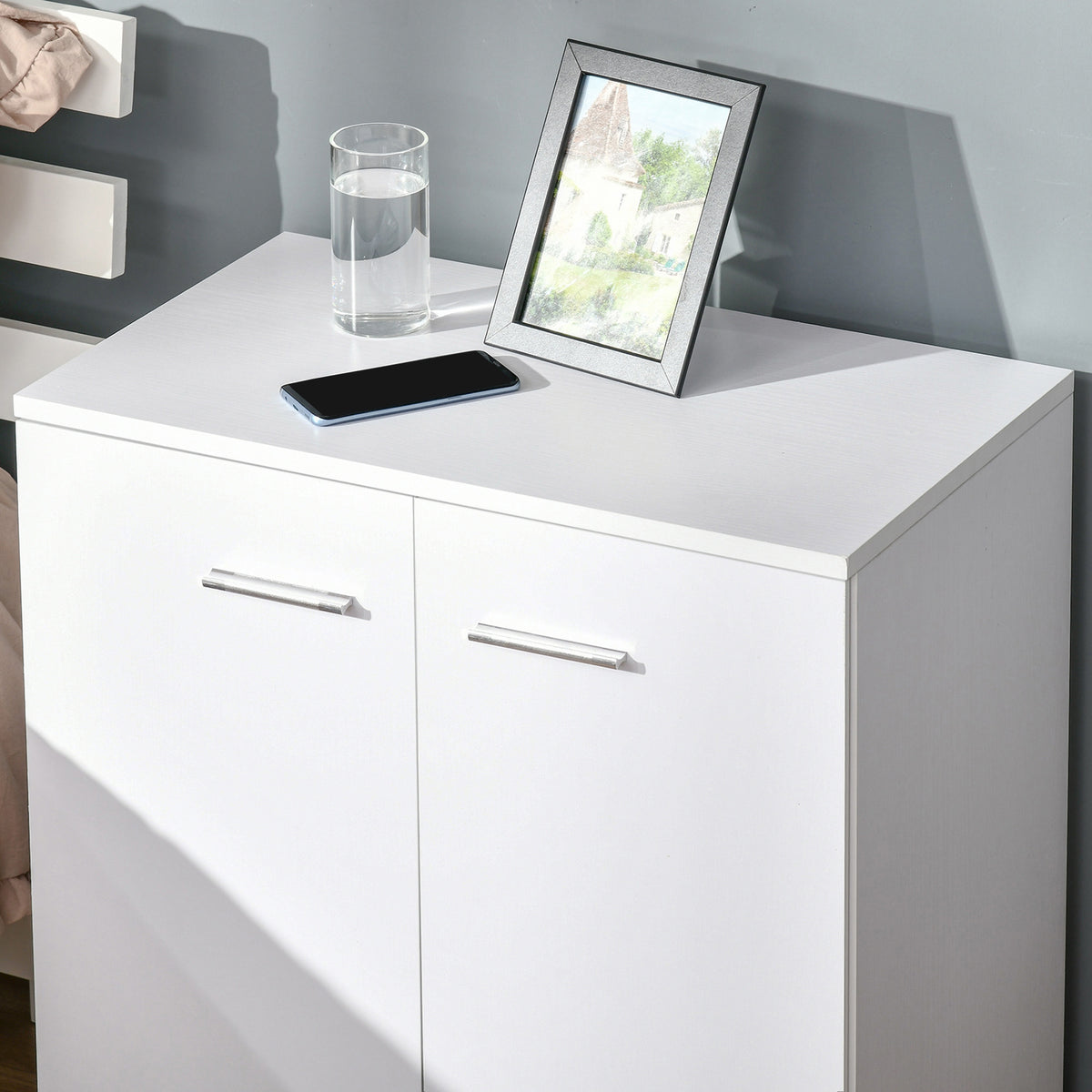 Homcom Mobile Sideboard Cabinet With Two Doors And Internal Shelf White