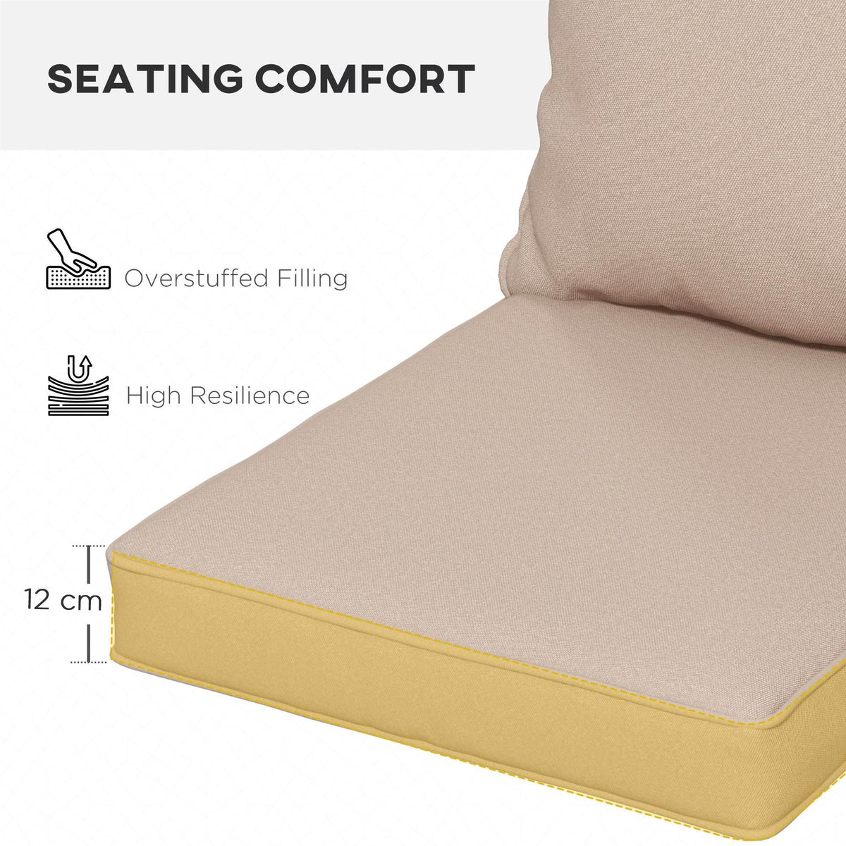 Beige chair cushion pad with plush design and 12 cm thickness