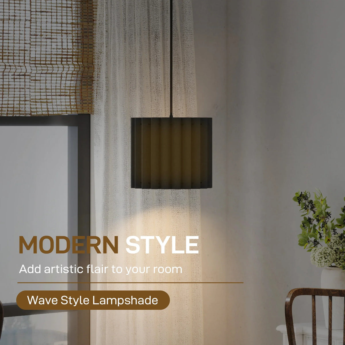 Black ribbed fabric pendant lamp shade with E27-style socket opening at top