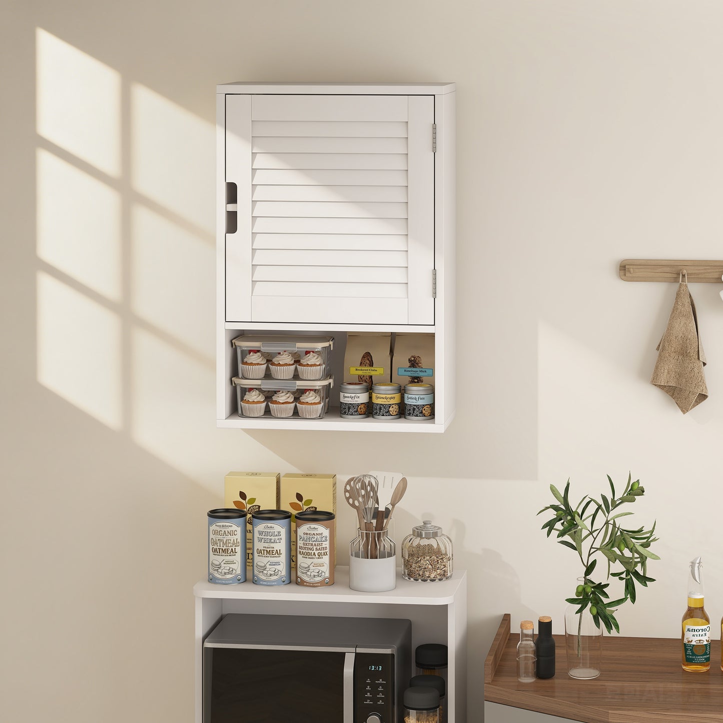 HOMCOM Wall Mounted Bathroom Cabinet With Adjustable Shelves White 40 x 20 x 60 cm