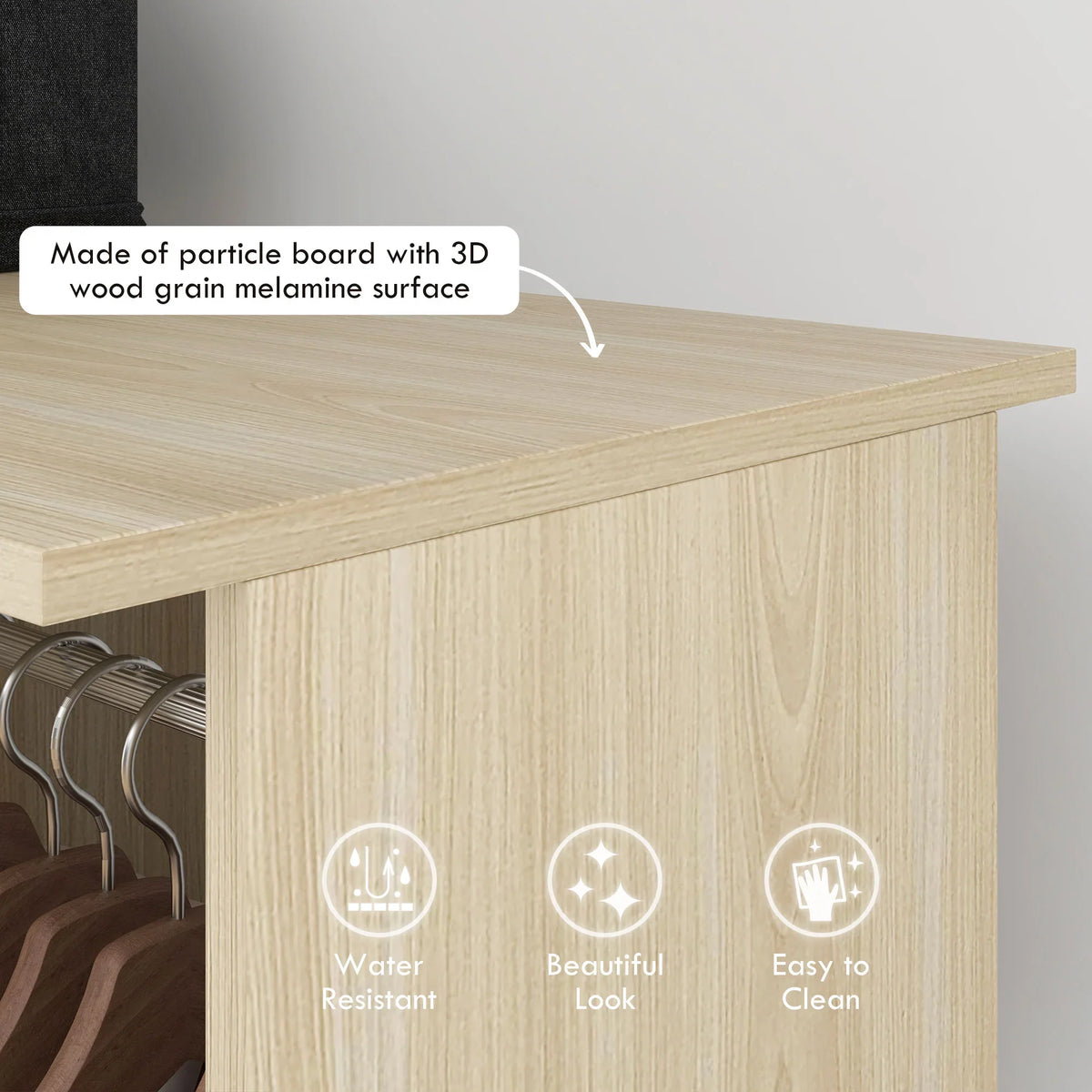 Wood-grain melamine particle board wardrobe panel, water resistant and easy-clean