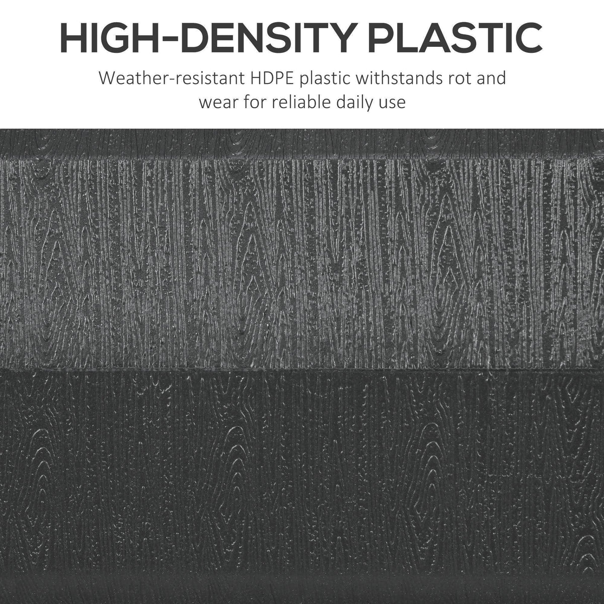 Black wood-effect textured plastic umbrella base, smooth top and ridged sides