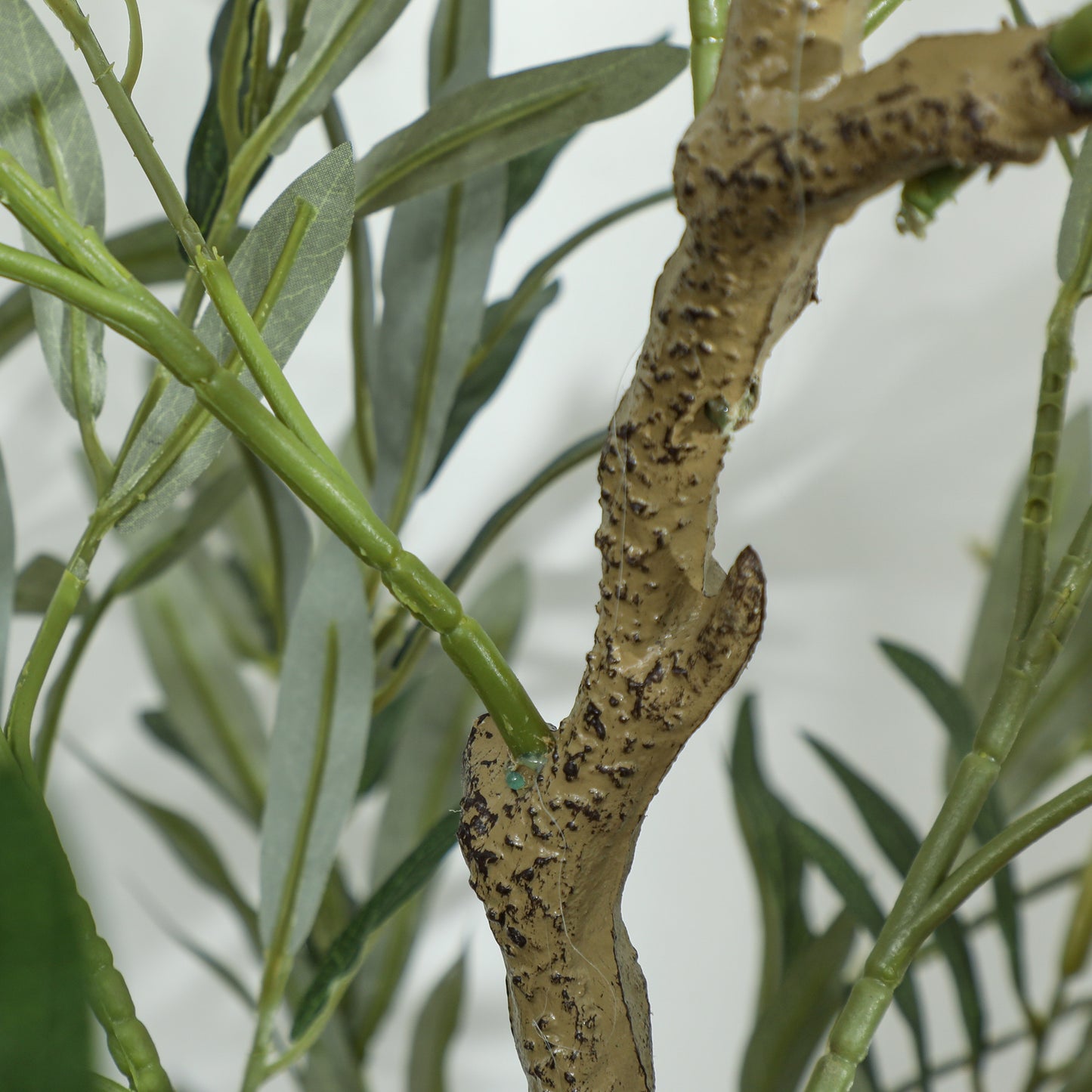 HOMCOM Silk Leaf Artificial Olive Trees With Cement Filled Pots, Lifelike Foliage And Shapeable Branches