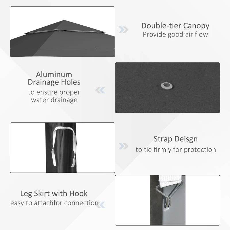 Outsunny 4x4m Pop-up Gazebo with Double Roof, UV-Proof Canopy Tent, Roller Bag, Adjustable Legs – Ideal for Outdoor Parties, Steel Frame, Dark Grey - ALL4U RETAILER LTD