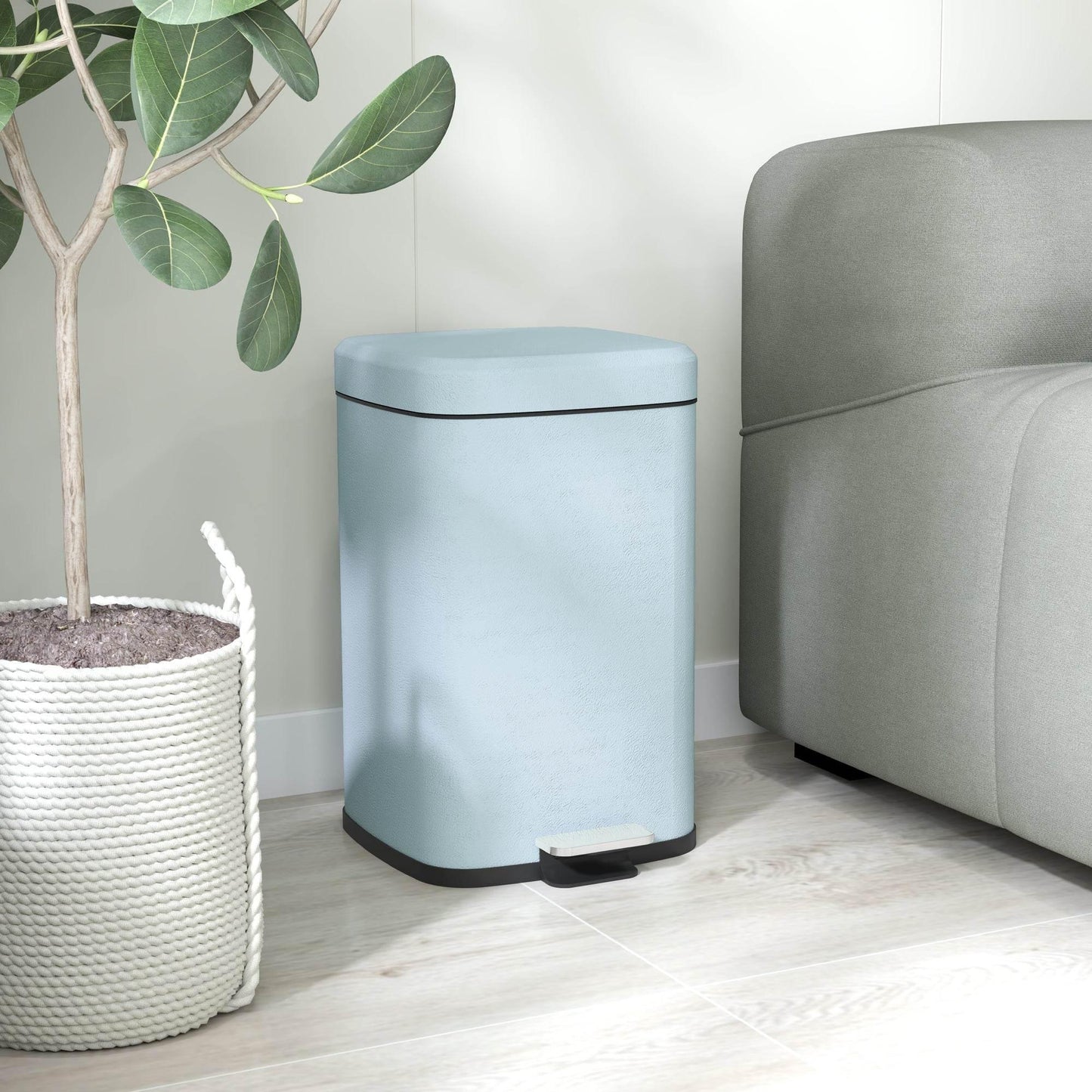 HOMCOM 20L Stylish Metal Kitchen Pedal Bin - Light Green - ALL4U RETAILER LTD