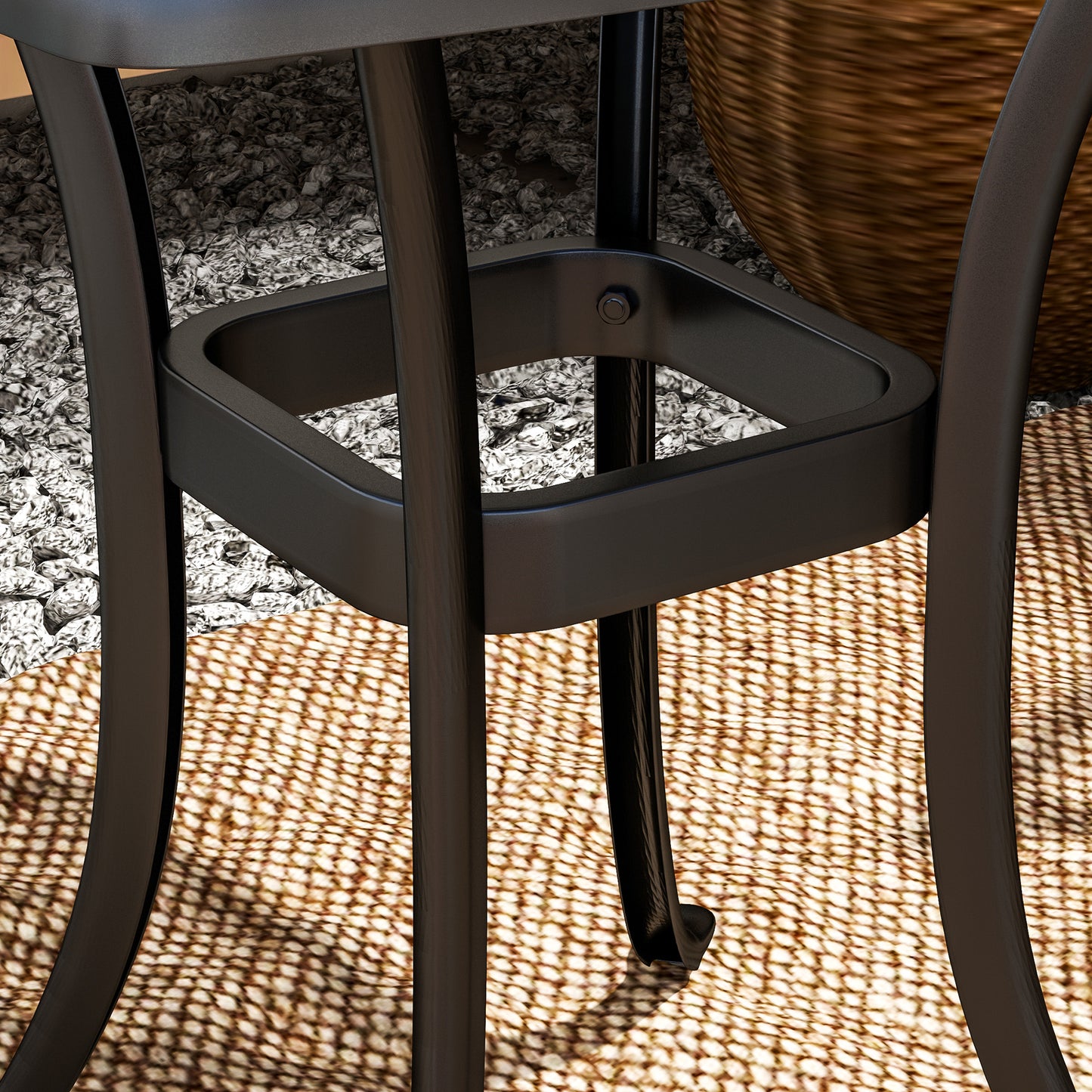 Outsunny Outdoor Cast Aluminium Square End Table With Umbrella Hole And Anti Slip Foot Pads 54x54 cm Black