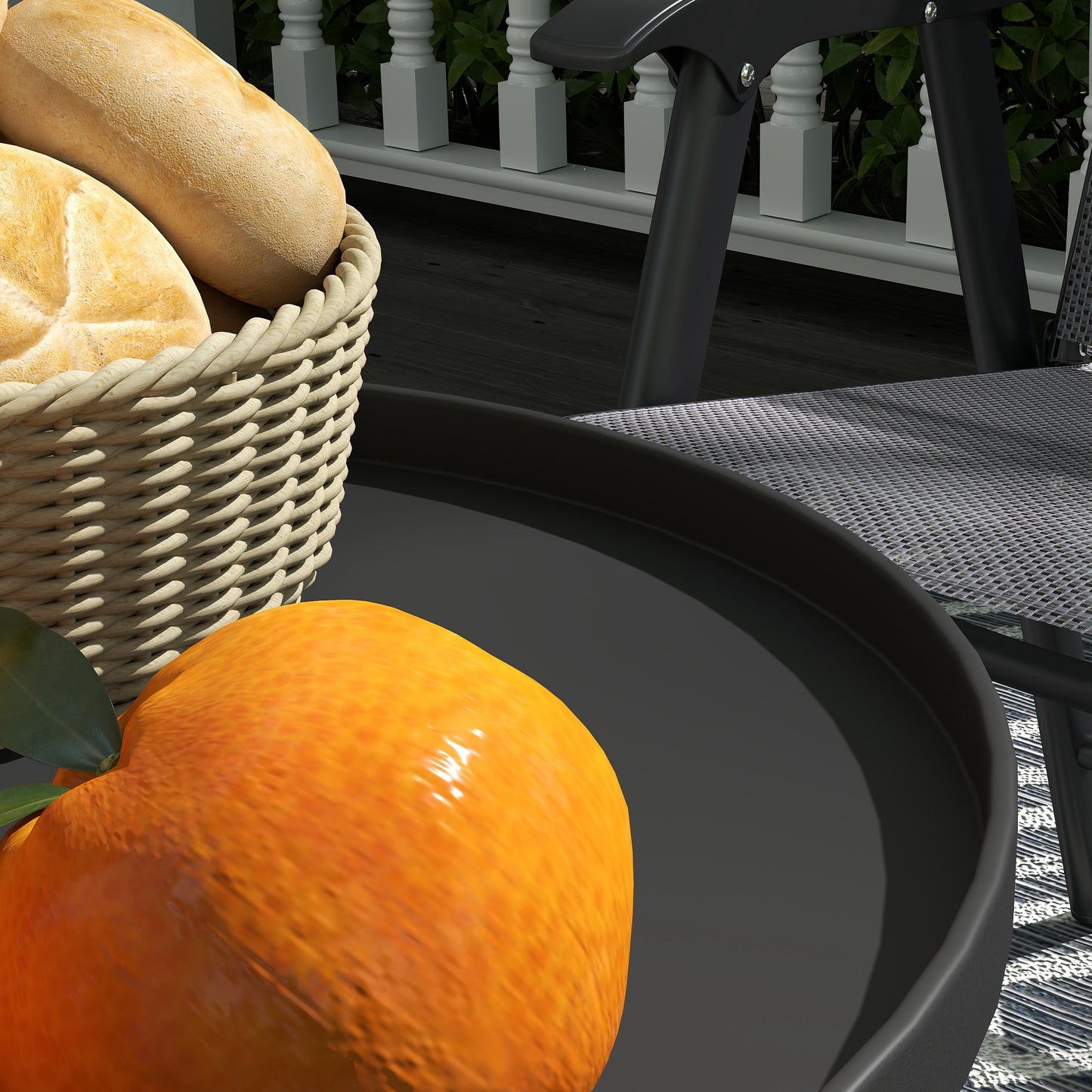 Outsunny Two Tier Round Metal Garden Table Outdoor Indoor Weather Resistant Black Finish