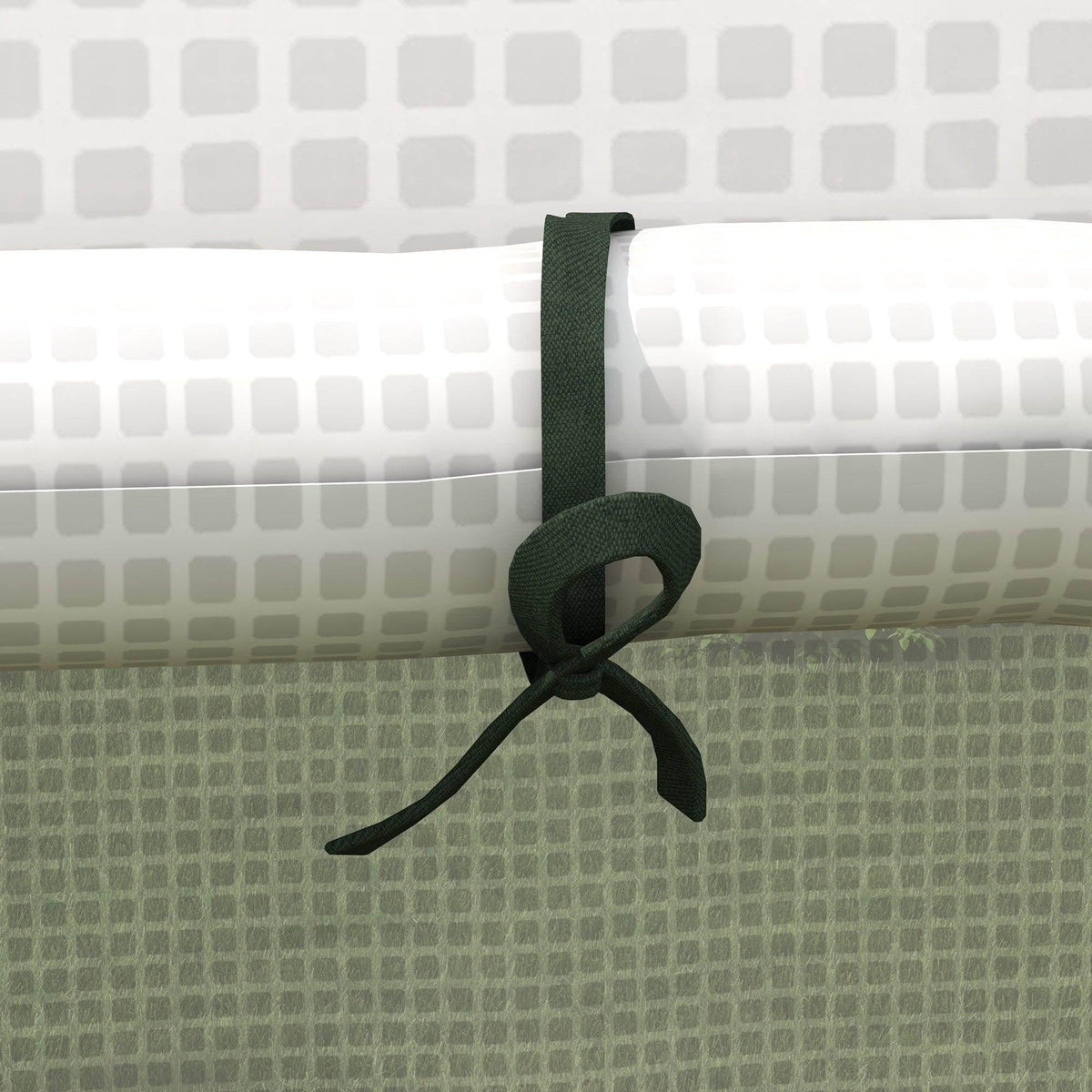 White PE greenhouse cover edge tie strap with loop and fastening cord