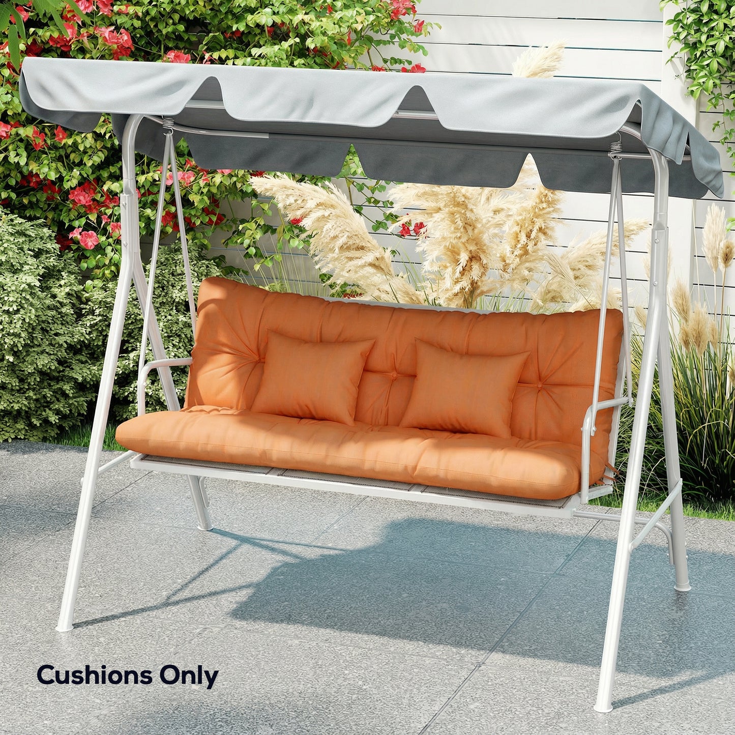 Outsunny Outdoor Seat Cushions Set With Two Cushions And Two Pillows Water Repellent For 3 Seater Chair Orange