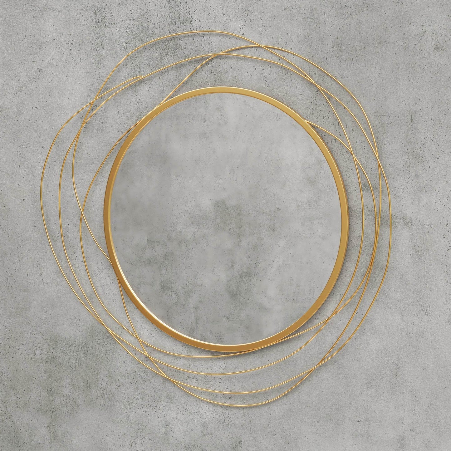 HOMCOM Abstract Gold Tone Metal Wire Wall Mirror with Hanging Accessories - ALL4U RETAILER LTD