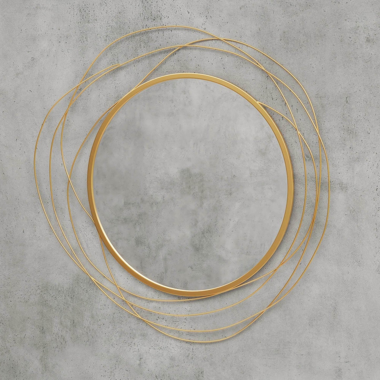 HOMCOM Abstract Gold Tone Metal Wire Wall Mirror with Hanging Accessories - ALL4U RETAILER LTD