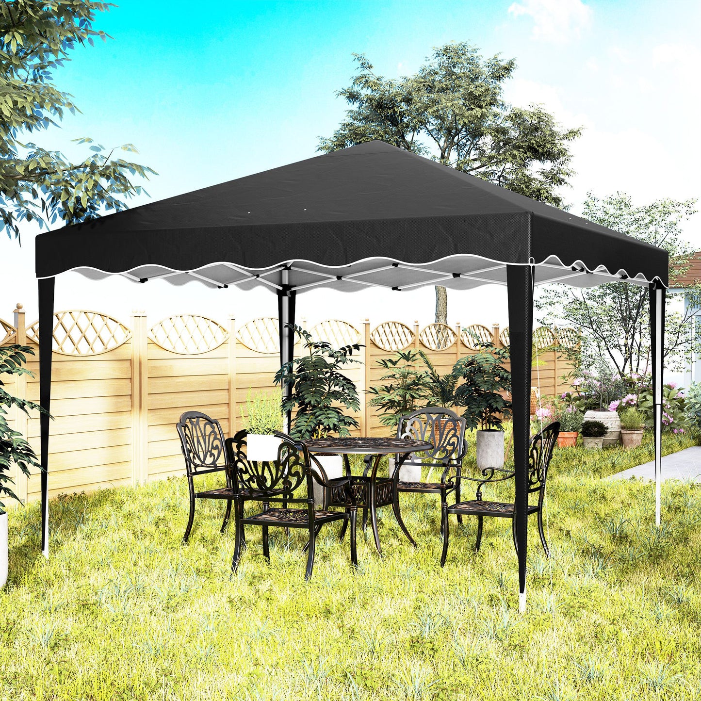 Outsunny 3m Pop Up Gazebo With Adjustable Height And Carry Bag Black Outdoor Garden Shade