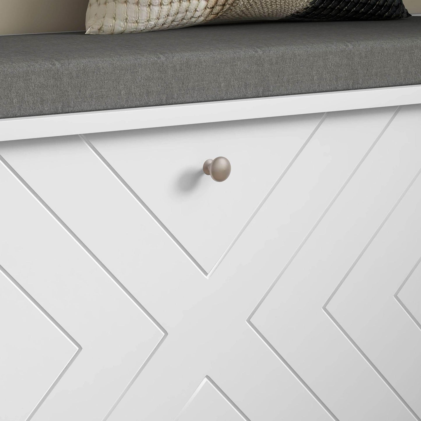 HOMCOM Upholstered Hallway Shoe Storage Bench with Adjustable Shelf for 10 Pairs of Shoes - ALL4U RETAILER LTD