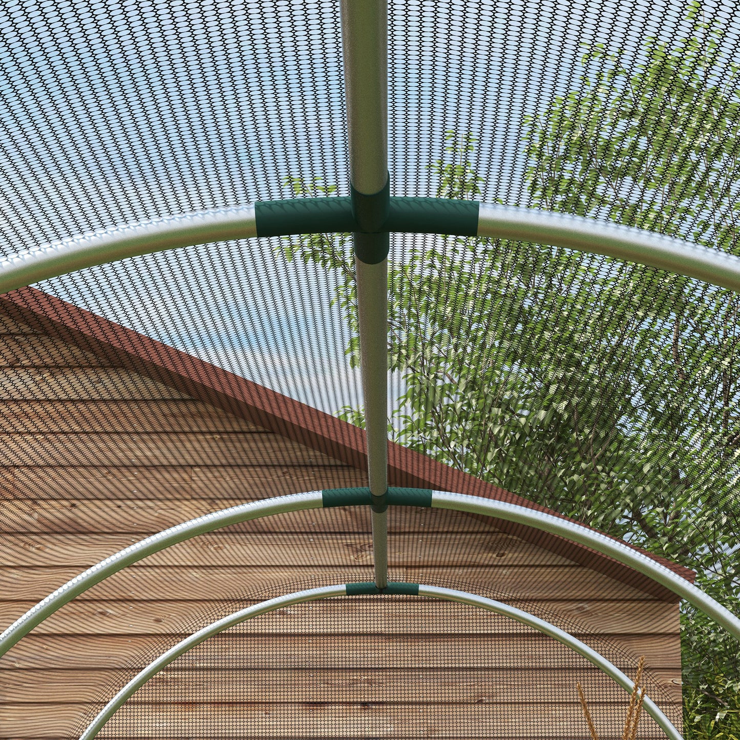 Outsunny 360 x 120cm Galvanised Steel Fruit Cage Plant Protection Tent with Zipped Door Black