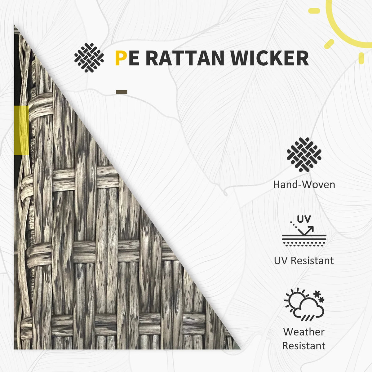 PE rattan wicker material panel with hand-woven texture and weather resistance
