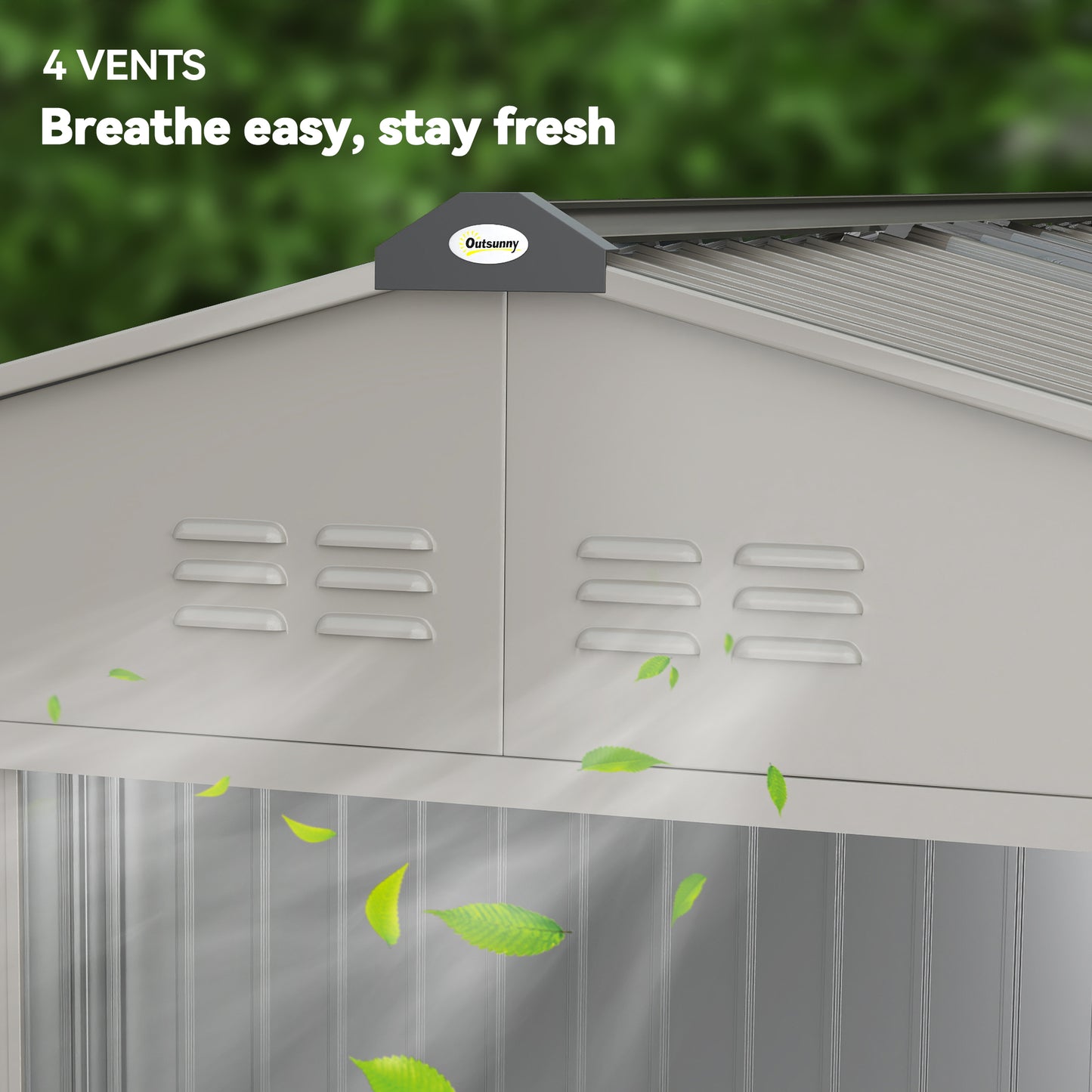 Outsunny Metal Garden Storage Shed With Foundation Kit 9 x 6 Ft Grey Lockable Double Doors And Ventilation