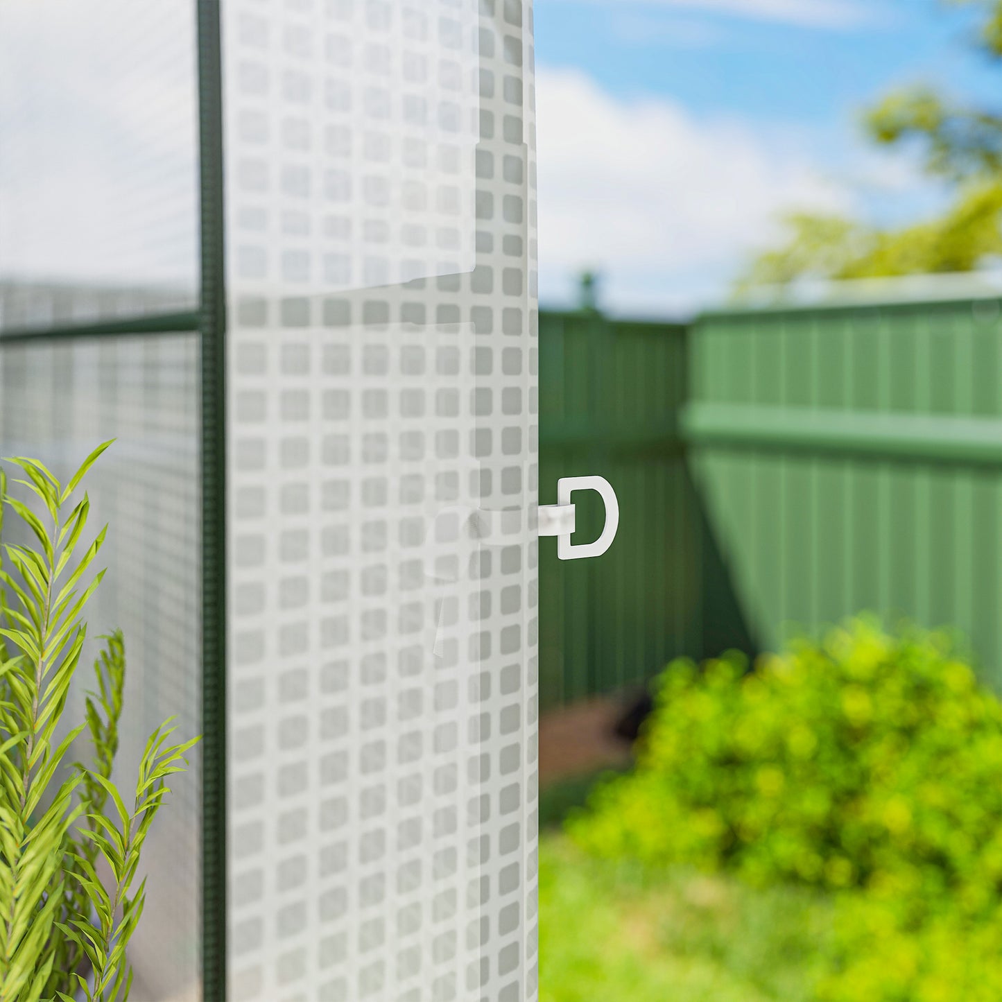 Outsunny Walk In Greenhouse With Shelves PE Cover And Roll Up Door 123 x 187 x 189 cm White