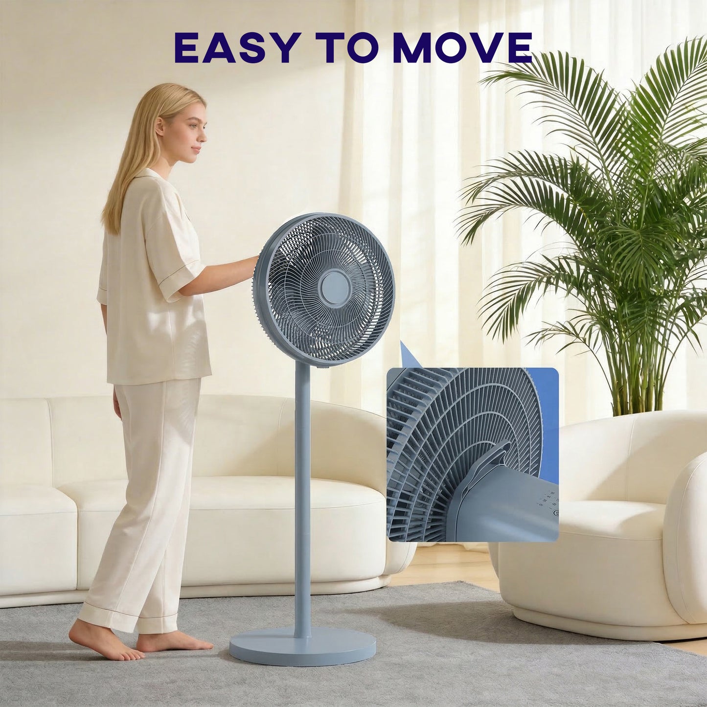 HOMCOM 40 cm Standing Fan With 80 Degree Oscillation Adjustable Tilt And Height 4 Speeds Remote Control Grey