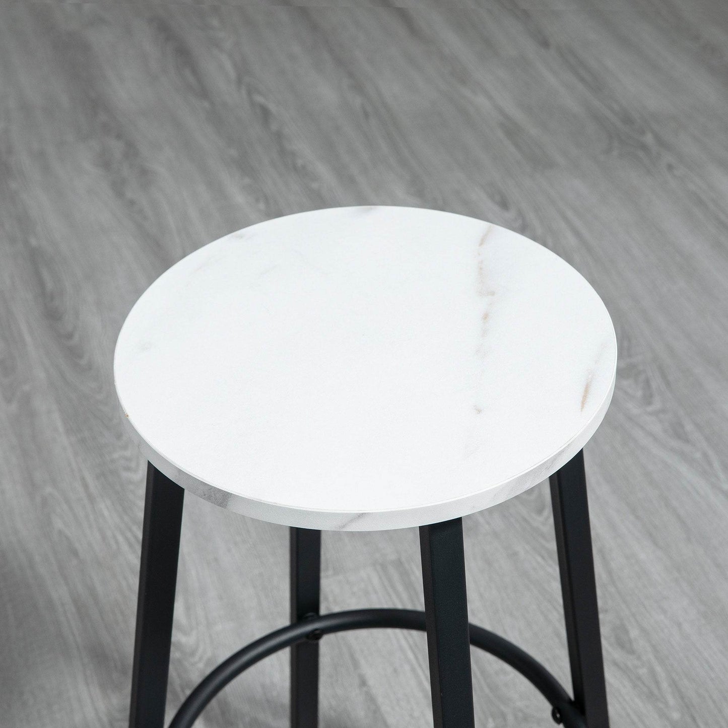 HOMCOM Elegant White and Black Marble-Effect Dining Set with Two Stools - ALL4U RETAILER LTD